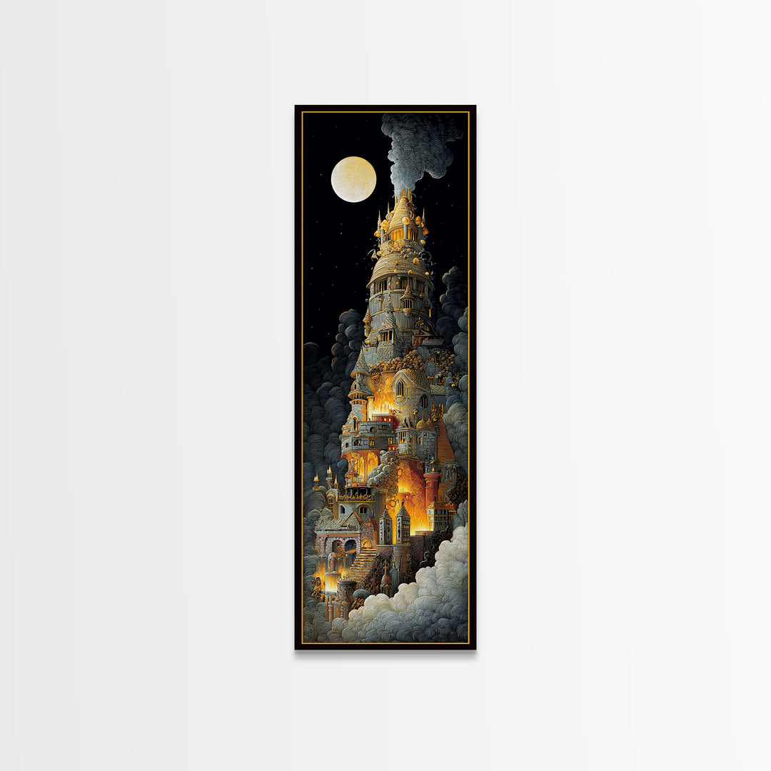 The Candy Corn Kingdom, Visionary Gothic Art, Tall Narrow Wall Art, Dark Halloween Decor, Framed Canvas Print, Halloween Wall Art