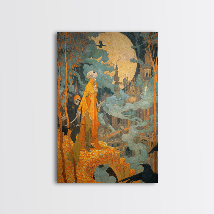 The Candy Corn Kingdom, Decadent Gothic Art, Vertical Wall Art, Dark Halloween Decor, Canvas Print, Halloween Wall Art