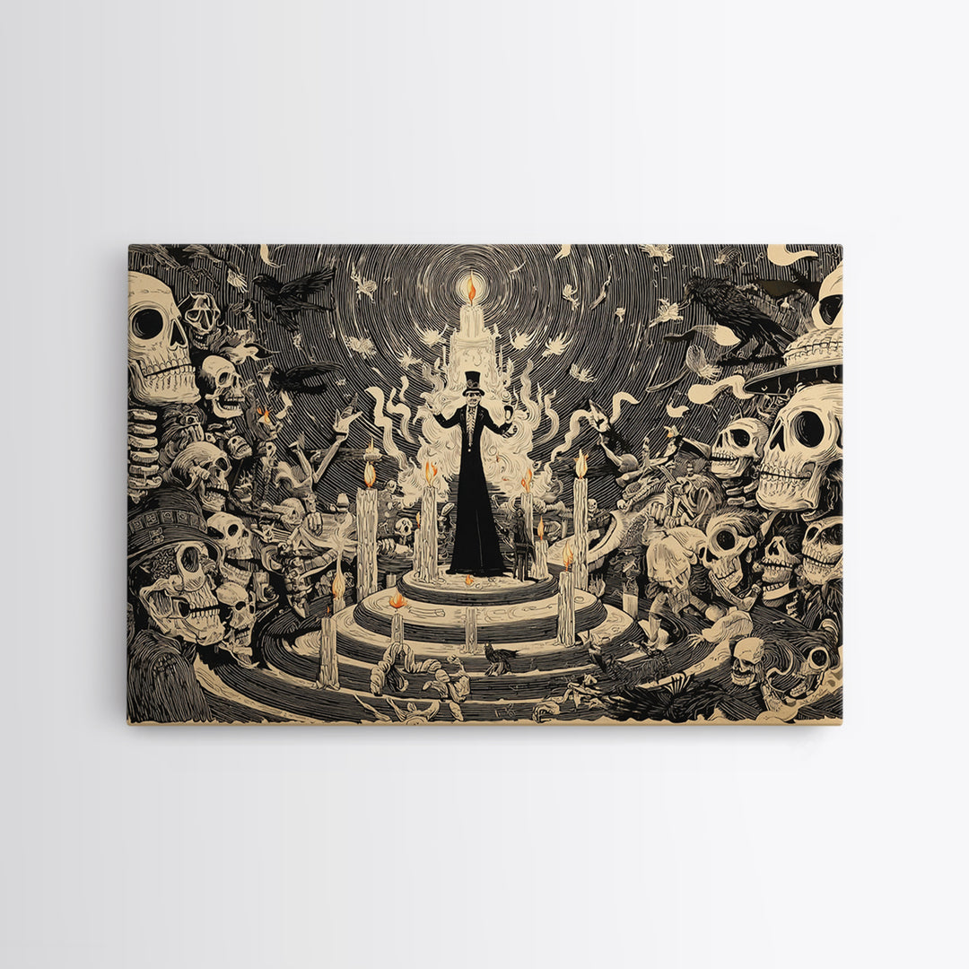 The Candy Corn Kingdom, Macabre Folk Print Art, Landscape Wall Art, Gothic Horror Wall Art, Canvas Print, Halloween Wall Art