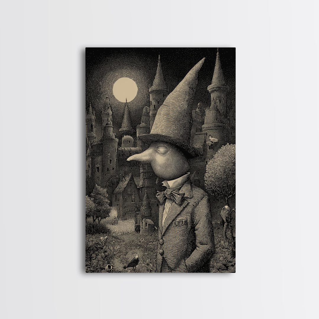 The Candy Corn Kingdom, Victorian Macabre Art, Vertical Wall Art, Dark Fantasy Wall Art, Framed Canvas Print, Halloween Wall Art