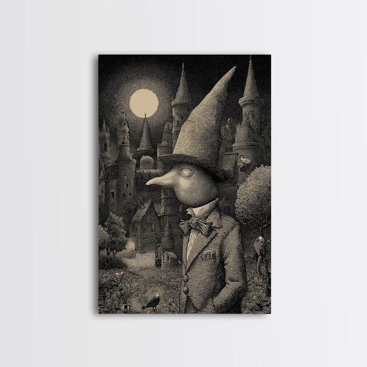 The Candy Corn Kingdom, Victorian Macabre Art, Vertical Wall Art, Dark Fantasy Wall Art, Framed Canvas Print, Halloween Wall Art