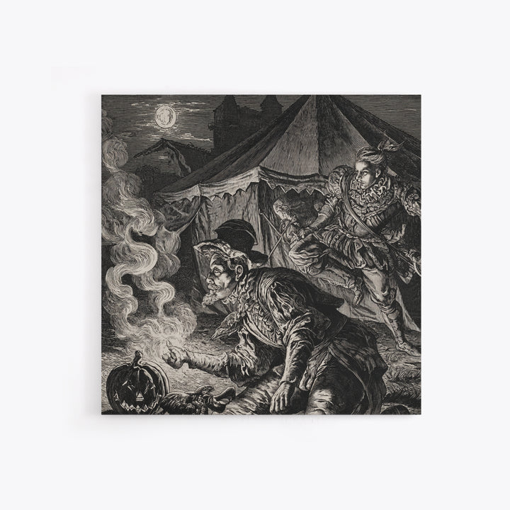 The Jack-O'-Lantern Circus, Renaissance Engraving Art, Square Wall Art, Dark Fantasy Wall Art, Canvas Print, Halloween Wall Art