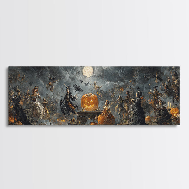 The Jack-O'-Lantern Circus, Dark Romantic Horror Art, Extra Wide Wall Art, Macabre Wall Art, Framed Canvas Print, Halloween Wall Art
