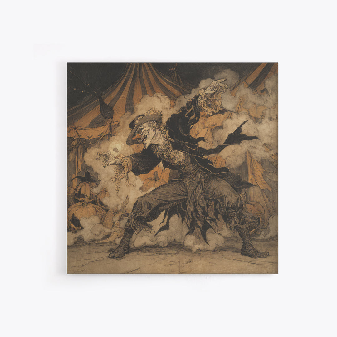 The Jack-O'-Lantern Circus, Decadent Gothic Art, Square Wall Art, Dark Halloween Decor, Canvas Print, Halloween Wall Art