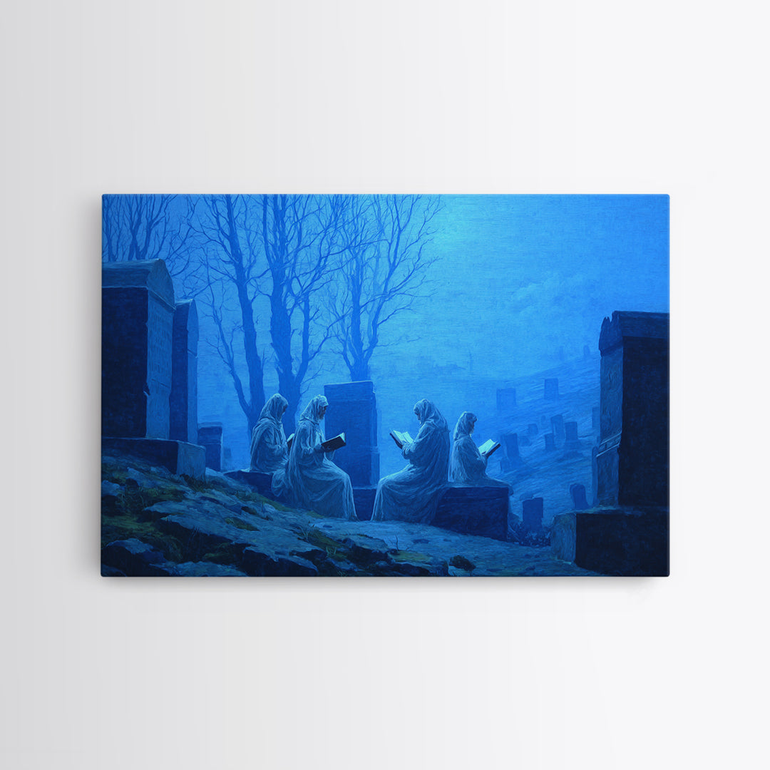 The Graveyard Book Club, Romantic Gothic Landscape, Landscape Wall Art, Macabre Wall Art, Canvas Print, Halloween Wall Art