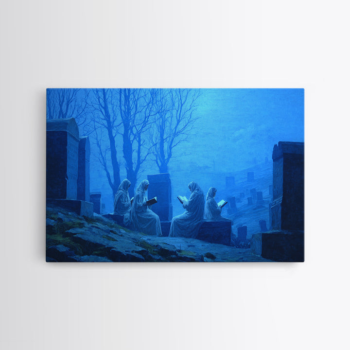 The Graveyard Book Club, Romantic Gothic Landscape, Landscape Wall Art, Macabre Wall Art, Canvas Print, Halloween Wall Art