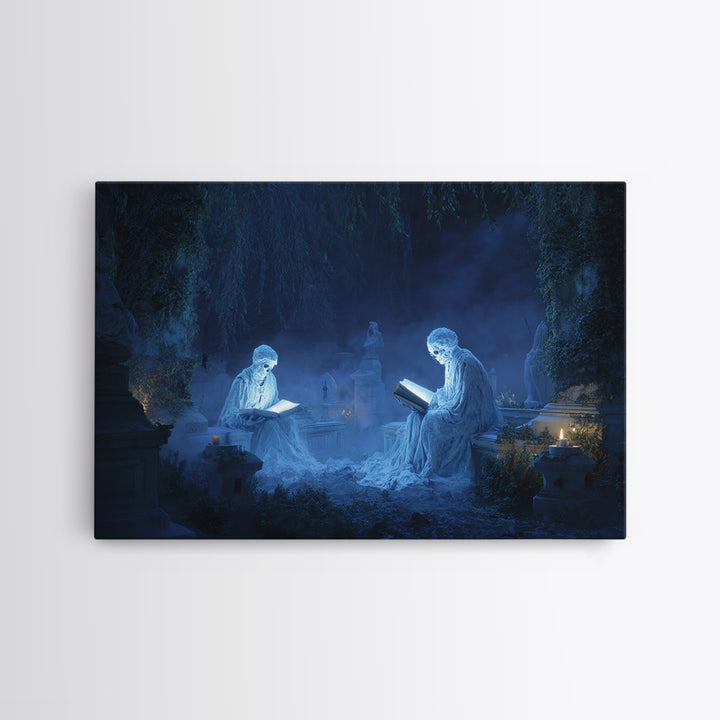 The Graveyard Book Club, Symbolist Gothic Landscape, Landscape Wall Art, Dark Fantasy Wall Art, Framed Canvas Print, Halloween Wall Art