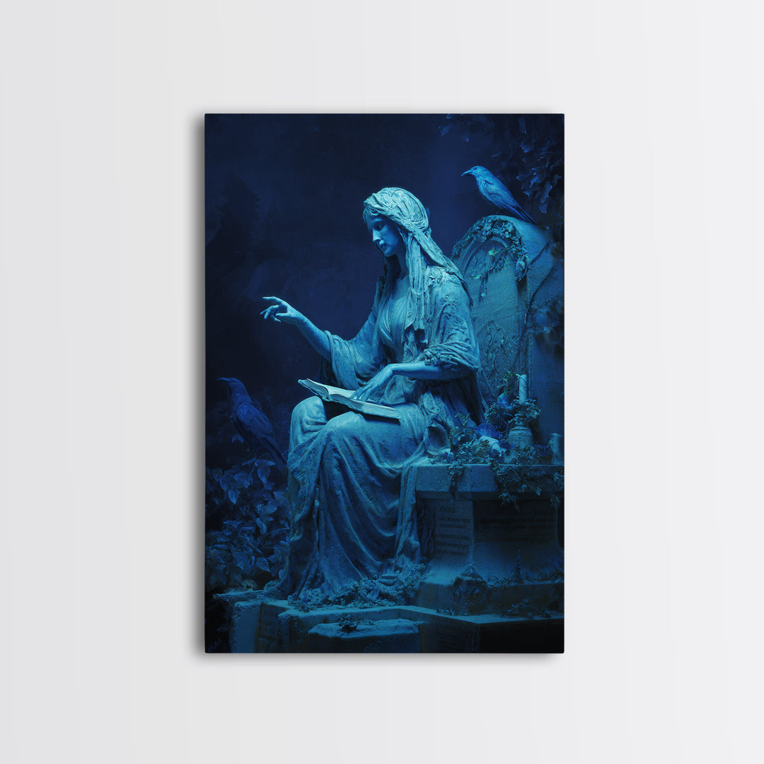 The Graveyard Book Club, Ornate Symbolist Art, Vertical Wall Art, Macabre Wall Art, Framed Canvas Print, Halloween Wall Art