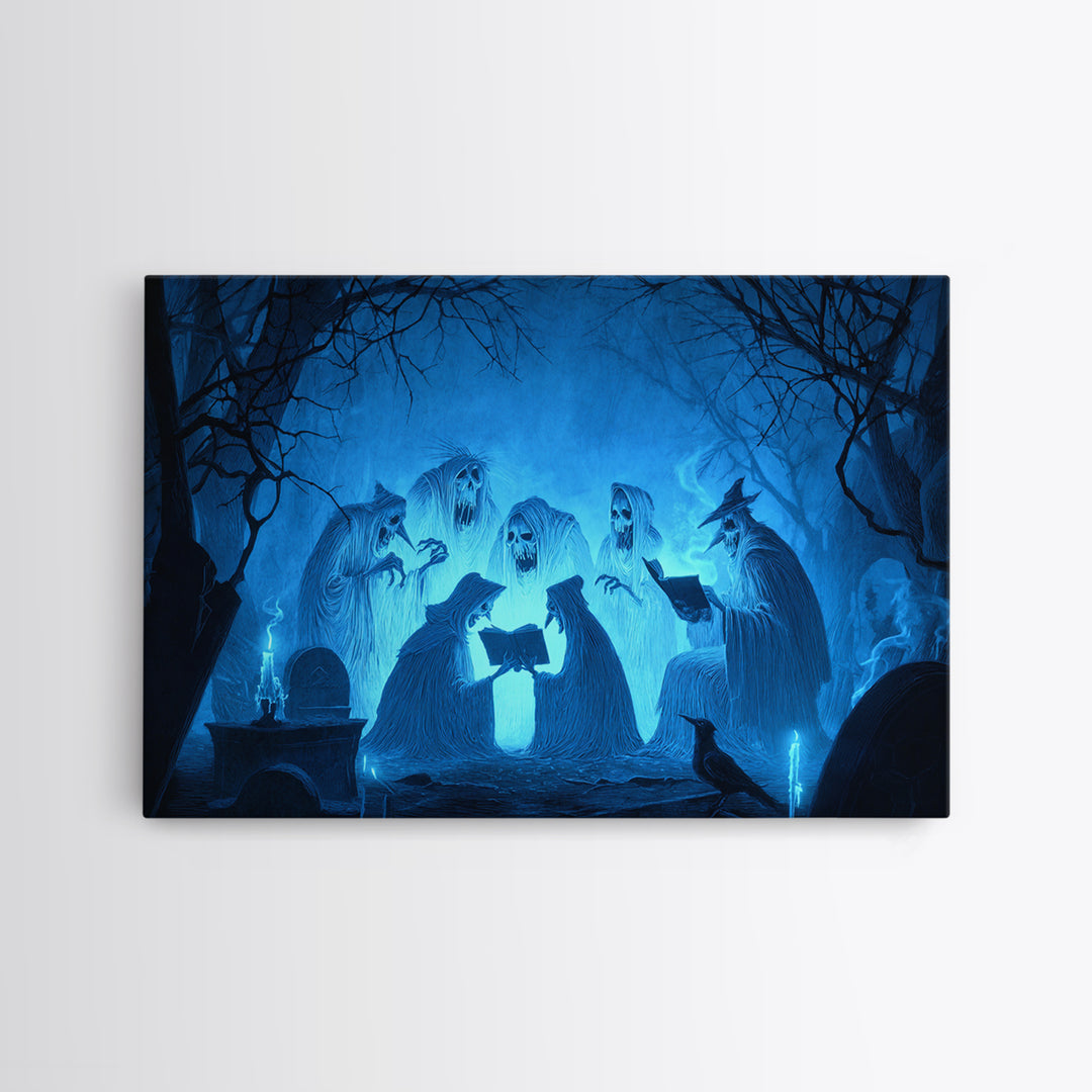 The Graveyard Book Club, Expressionist Nightmare Art, Landscape Wall Art, Macabre Wall Art, Canvas Print, Halloween Wall Art