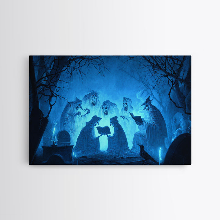 The Graveyard Book Club, Expressionist Nightmare Art, Landscape Wall Art, Macabre Wall Art, Canvas Print, Halloween Wall Art