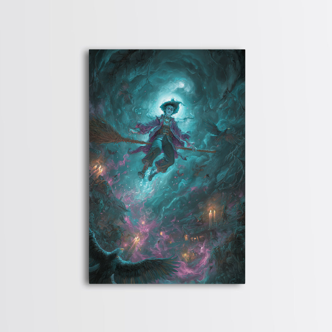 The Cyberpunk Witch, Dark Renaissance Art, Vertical Wall Art, Gothic Horror Wall Art, Canvas Print, Halloween Wall Art