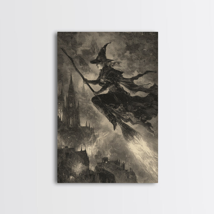 The Cyberpunk Witch, Decadent Gothic Art, Vertical Wall Art, Dark Fantasy Wall Art, Canvas Print, Halloween Wall Art