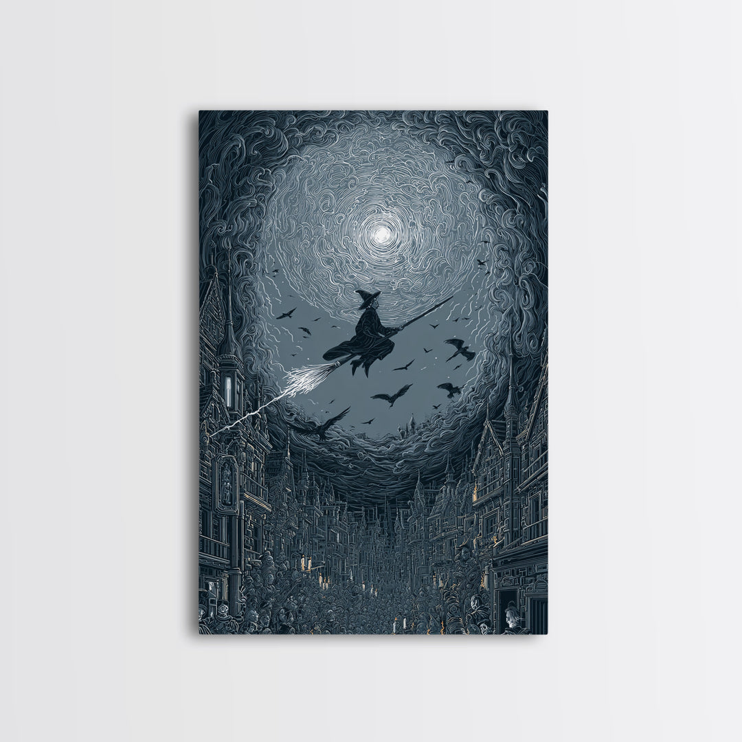 The Cyberpunk Witch, Victorian Macabre Art, Vertical Wall Art, Macabre Wall Art, Canvas Print, Halloween Wall Art, Horror Wall Art