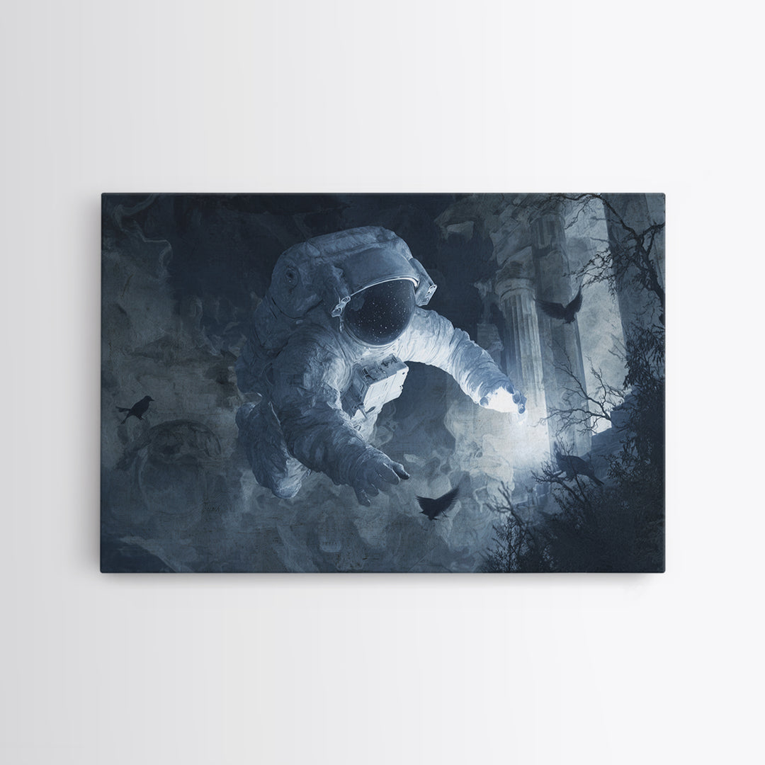 The Astronaut Ghost, Romantic Gothic Landscape, Landscape Wall Art, Dark Halloween Decor, Canvas Print, Halloween Wall Art