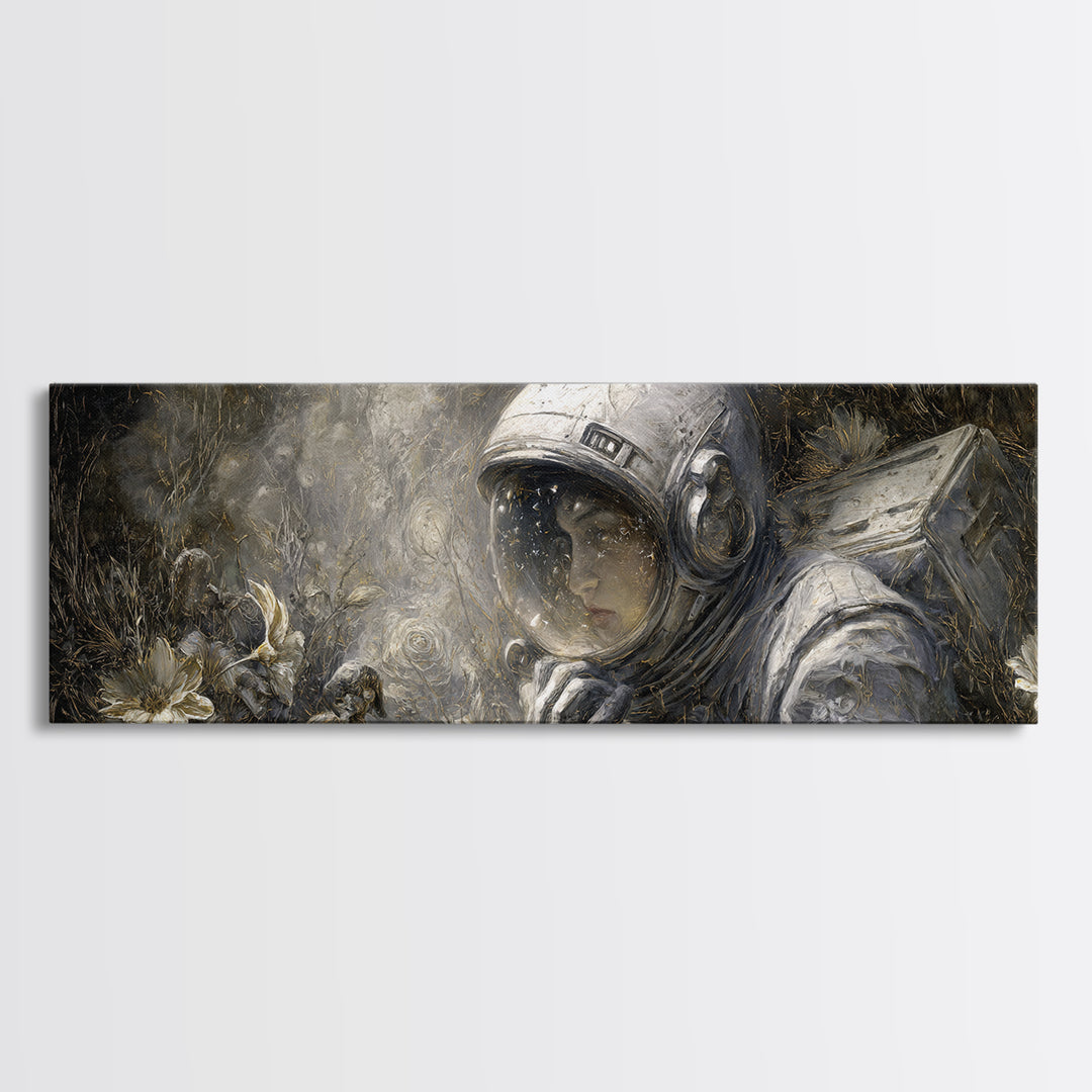 The Astronaut Ghost, Symbolist Dream Art, Extra Wide Wall Art, Gothic Horror Wall Art, Canvas Print, Halloween Wall Art