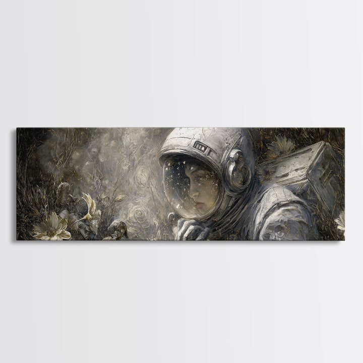 The Astronaut Ghost, Symbolist Dream Art, Extra Wide Wall Art, Gothic Horror Wall Art, Canvas Print, Halloween Wall Art