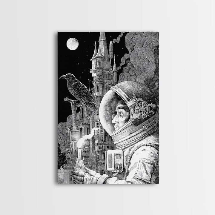 The Astronaut Ghost, Victorian Macabre Art, Vertical Wall Art, Dark Fantasy Wall Art, Canvas Print, Halloween Wall Art, Halloween Decor