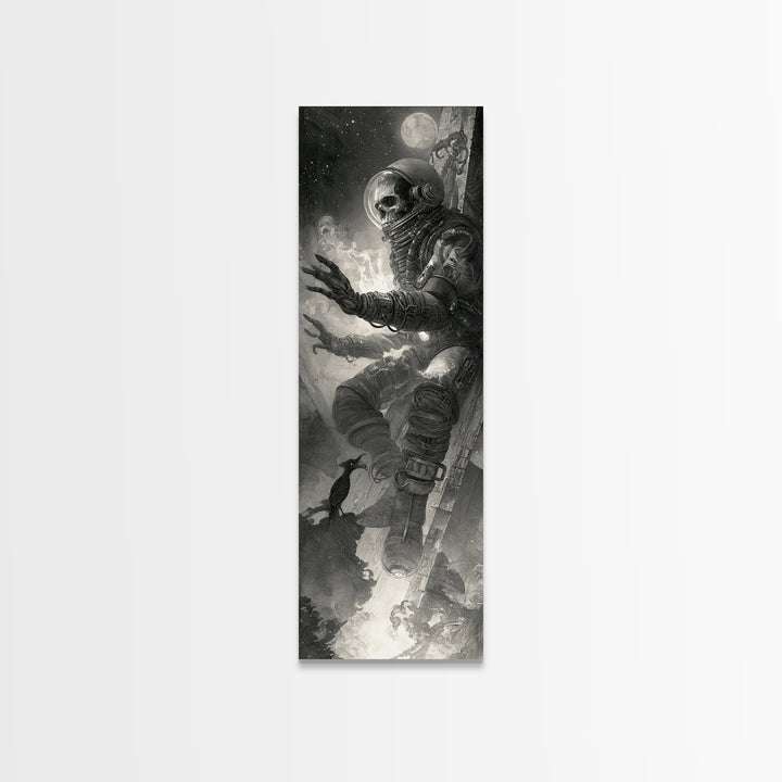 The Astronaut Ghost, Biomechanical Horror Art, Tall Narrow Wall Art, Gothic Horror Wall Art, Canvas Print, Halloween Wall Art