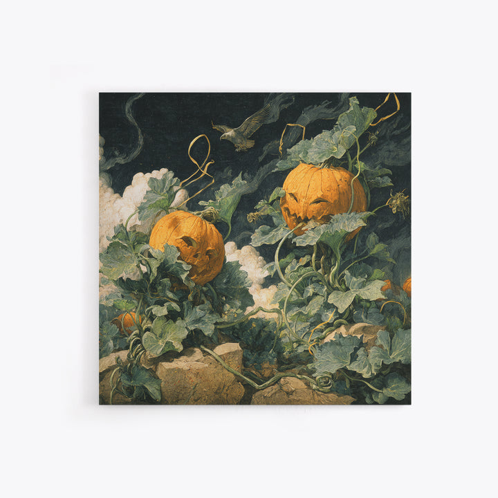 The Alien Pumpkin Patch, Danse Macabre Art, Square Wall Art, Gothic Horror Wall Art, Canvas Print, Halloween Wall Art
