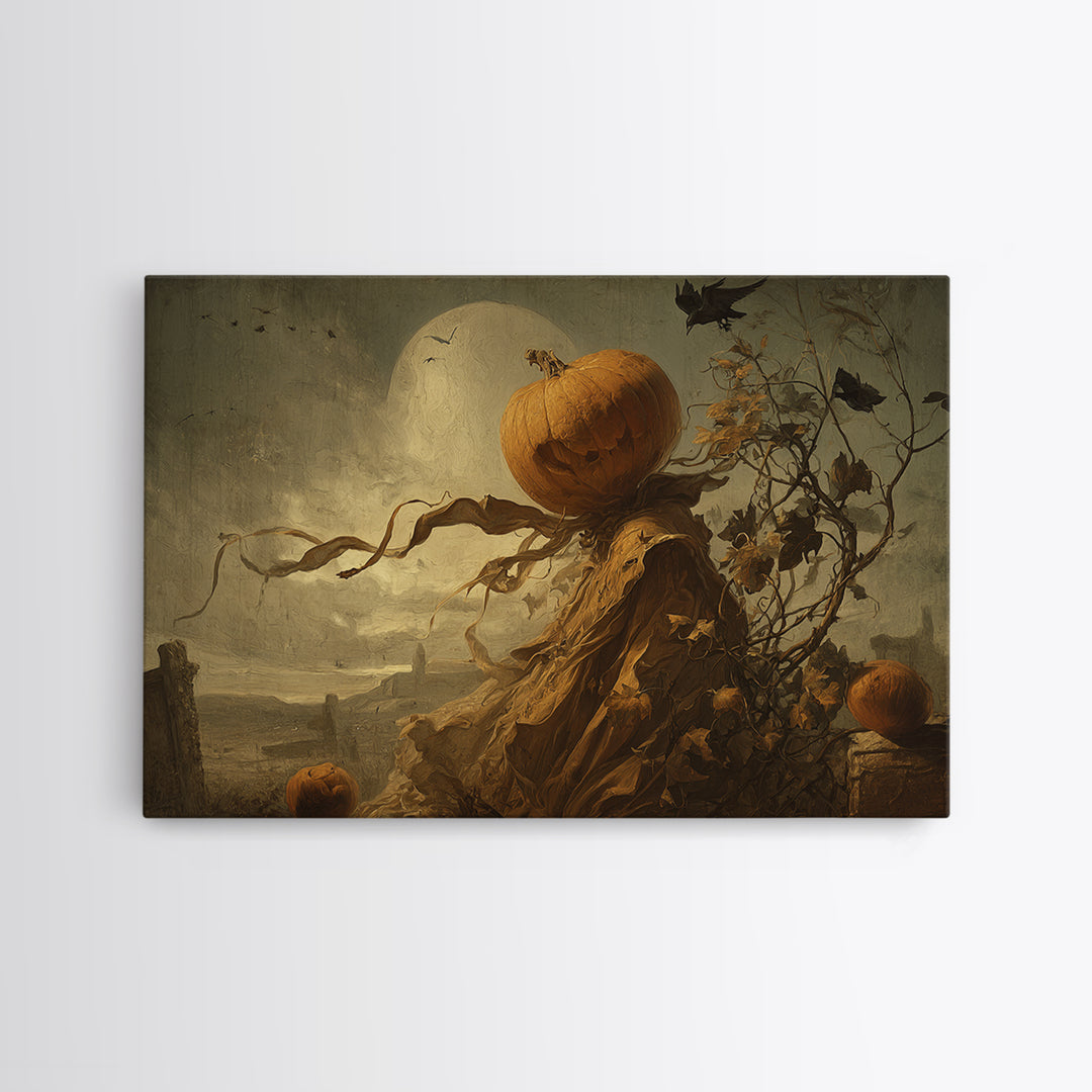 The Alien Pumpkin Patch, Romantic Gothic Landscape, Landscape Wall Art, Dark Halloween Decor, Canvas Print, Halloween Wall Art