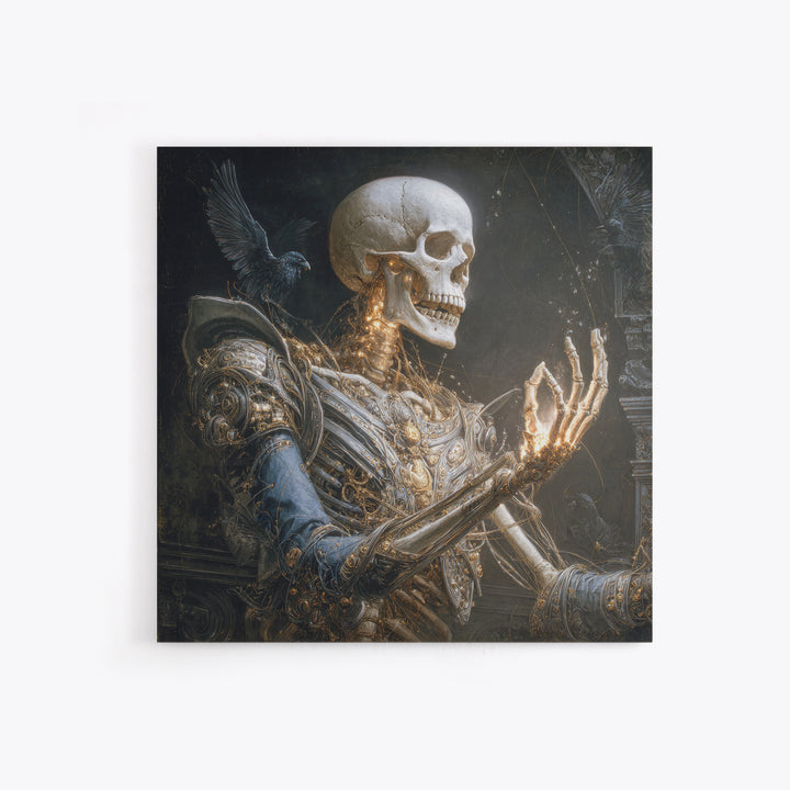 The Biomechanical Skeleton, Ornate Symbolist Art, Square Wall Art, Gothic Horror Wall Art, Framed Canvas Print, Halloween Wall Art