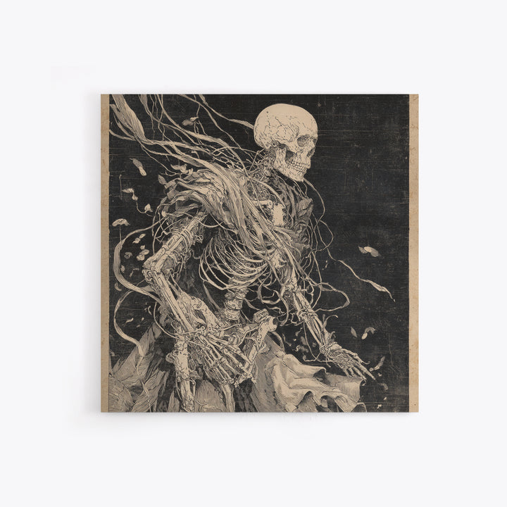 The Biomechanical Skeleton, Decadent Gothic Art, Square Wall Art, Macabre Wall Art, Canvas Print, Halloween Wall Art