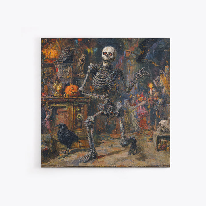The Biomechanical Skeleton, Grotesque Carnival Art, Square Wall Art, Dark Halloween Decor, Canvas Print, Halloween Wall Art