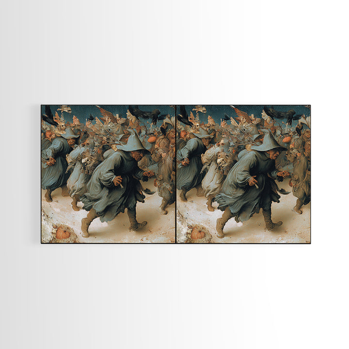 Desert Halloween, Northern Renaissance Horror, Wide Panoramic Art, Macabre Wall Art, Framed Canvas Print, Halloween Wall Art