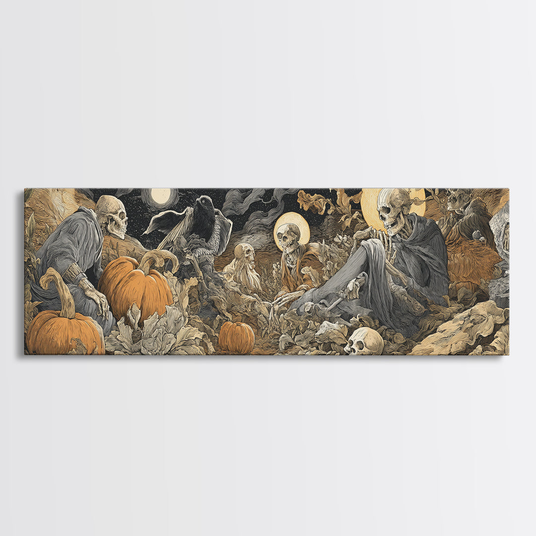 Desert Halloween, Dark Renaissance Art, Extra Wide Wall Art, Dark Fantasy Wall Art, Canvas Print, Halloween Wall Art