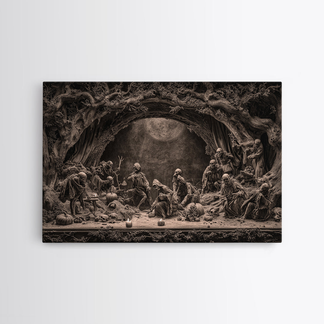Desert Halloween, Baroque Witchcraft Art, Landscape Wall Art, Gothic Horror Wall Art, Canvas Print, Halloween Wall Art
