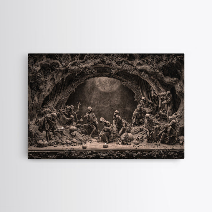 Desert Halloween, Baroque Witchcraft Art, Landscape Wall Art, Gothic Horror Wall Art, Canvas Print, Halloween Wall Art