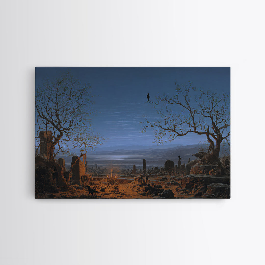 Desert Halloween, Romantic Gothic Landscape, Landscape Wall Art, Dark Fantasy Wall Art, Canvas Print, Halloween Wall Art