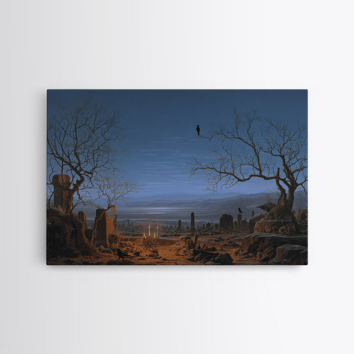 Desert Halloween, Romantic Gothic Landscape, Landscape Wall Art, Dark Fantasy Wall Art, Canvas Print, Halloween Wall Art