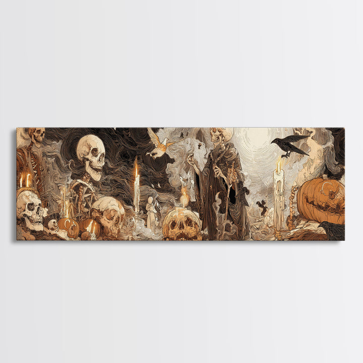 Desert Halloween, Decadent Gothic Art, Extra Wide Wall Art, Dark Halloween Decor, Canvas Print, Halloween Wall Art, Spooky Wall Decor