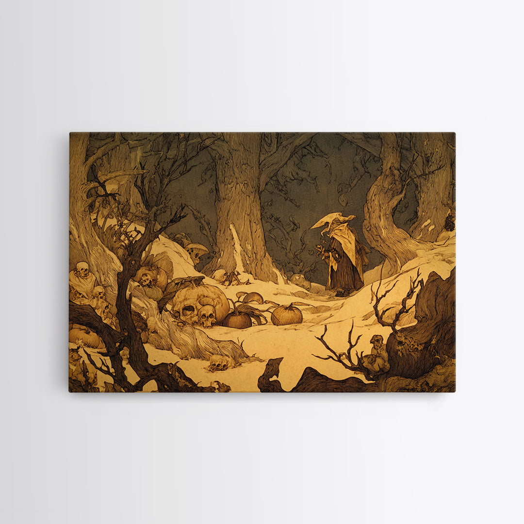 Desert Halloween, Gothic Storybook Art, Landscape Wall Art, Gothic Horror Wall Art, Canvas Print, Halloween Wall Art, Halloween Decor