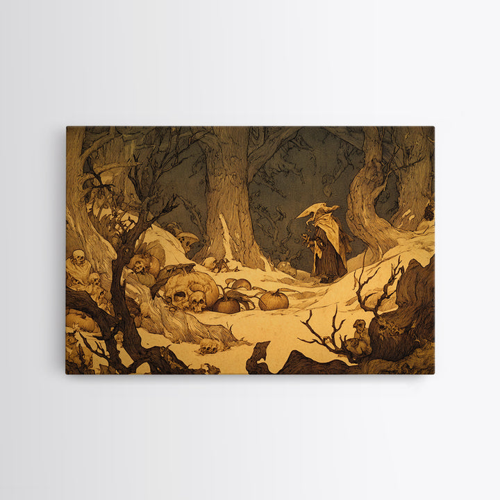 Desert Halloween, Gothic Storybook Art, Landscape Wall Art, Gothic Horror Wall Art, Canvas Print, Halloween Wall Art, Halloween Decor