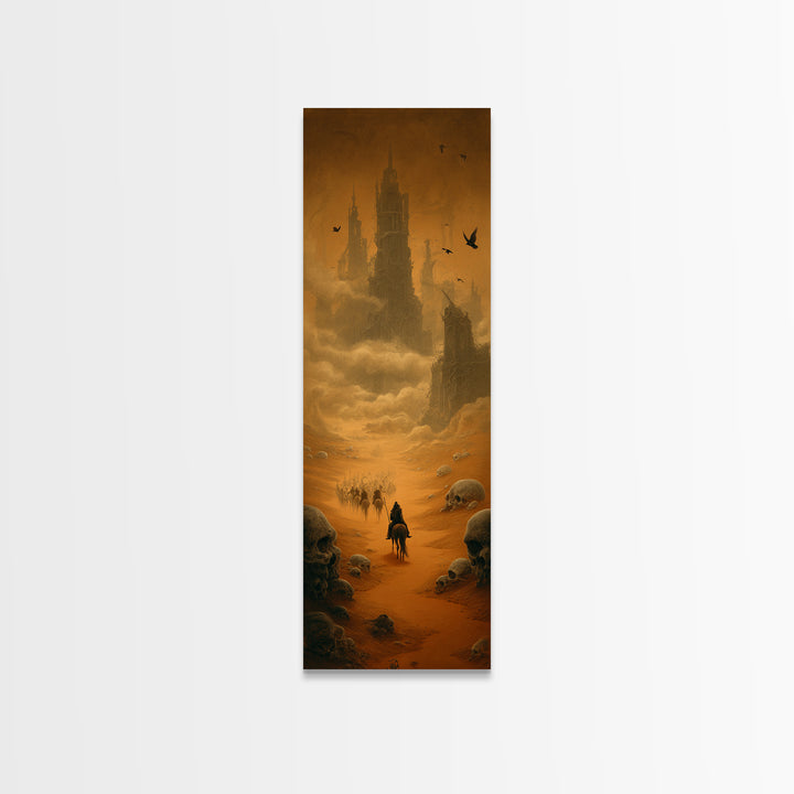 Desert Halloween, Surreal Apocalyptic Art, Tall Narrow Wall Art, Macabre Wall Art, Canvas Print, Halloween Wall Art
