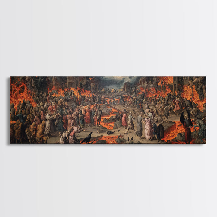 The Volcanic Demon Festival, Danse Macabre Art, Extra Wide Wall Art, Gothic Horror Wall Art, Canvas Print