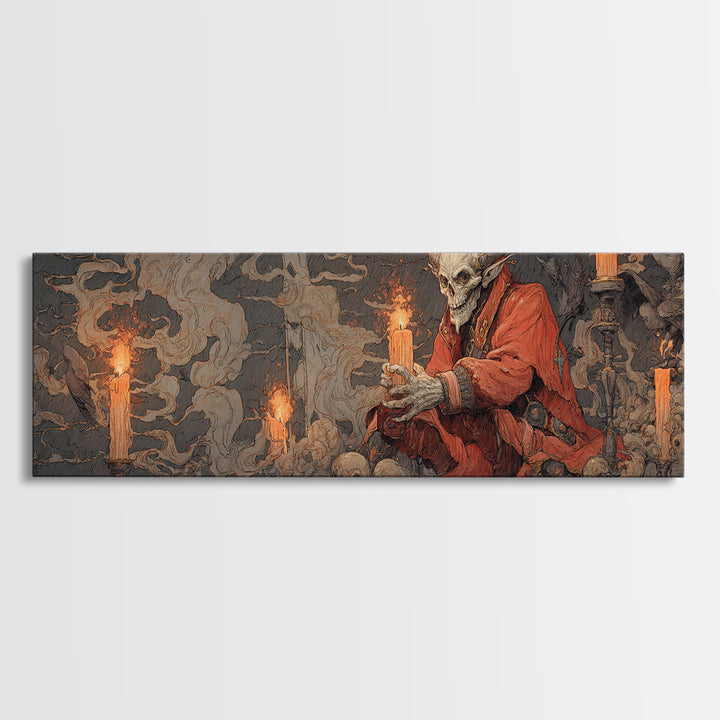The Volcanic Demon Festival, Decadent Gothic Art, Extra Wide Wall Art, Macabre Wall Art, Canvas Print, Halloween Wall Art