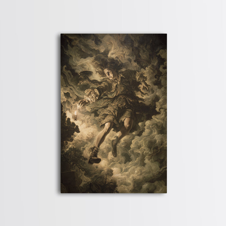 The Clockwork Haunted House, Baroque Witchcraft Art, Vertical Wall Art, Dark Fantasy Wall Art, Framed Canvas Print, Halloween Wall Art