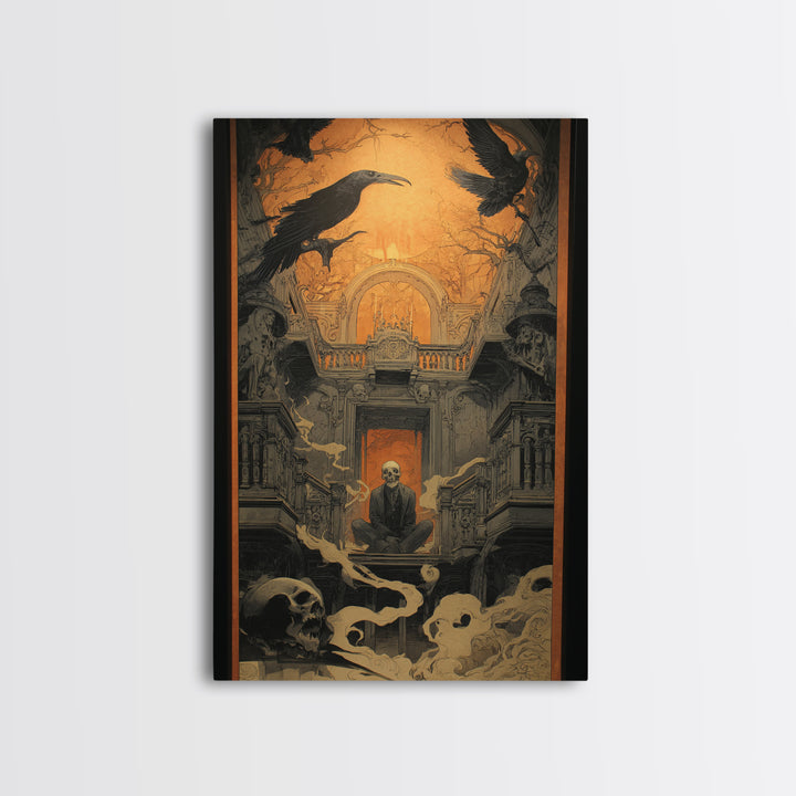 The Clockwork Haunted House, Decadent Gothic Art, Vertical Wall Art, Dark Fantasy Wall Art, Canvas Print, Halloween Wall Art