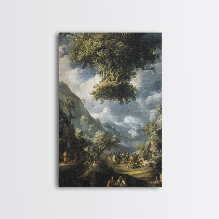 The Upside-Down Cemetery, Baroque Witchcraft Art, Vertical Wall Art, Macabre Wall Art, Canvas Print, Halloween Wall Art