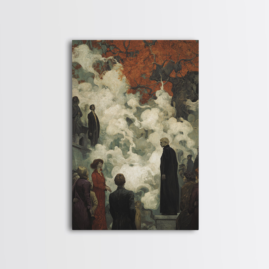 The Upside-Down Cemetery, Dark Symbolist Art, Vertical Wall Art, Gothic Horror Wall Art, Canvas Print, Halloween Wall Art