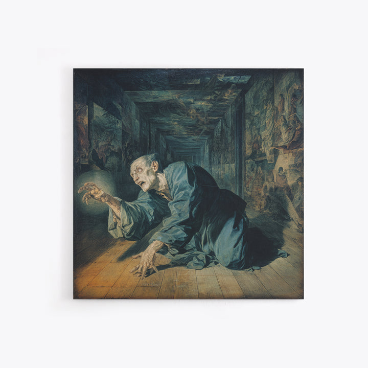 The Infinite Hallway, Dark Renaissance Art, Square Wall Art, Gothic Horror Wall Art, Canvas Print, Halloween Wall Art