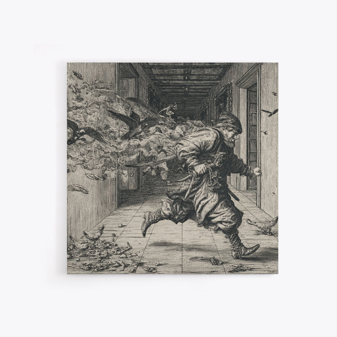 The Infinite Hallway, Renaissance Engraving Art, Square Wall Art, Gothic Horror Wall Art, Canvas Print, Halloween Wall Art
