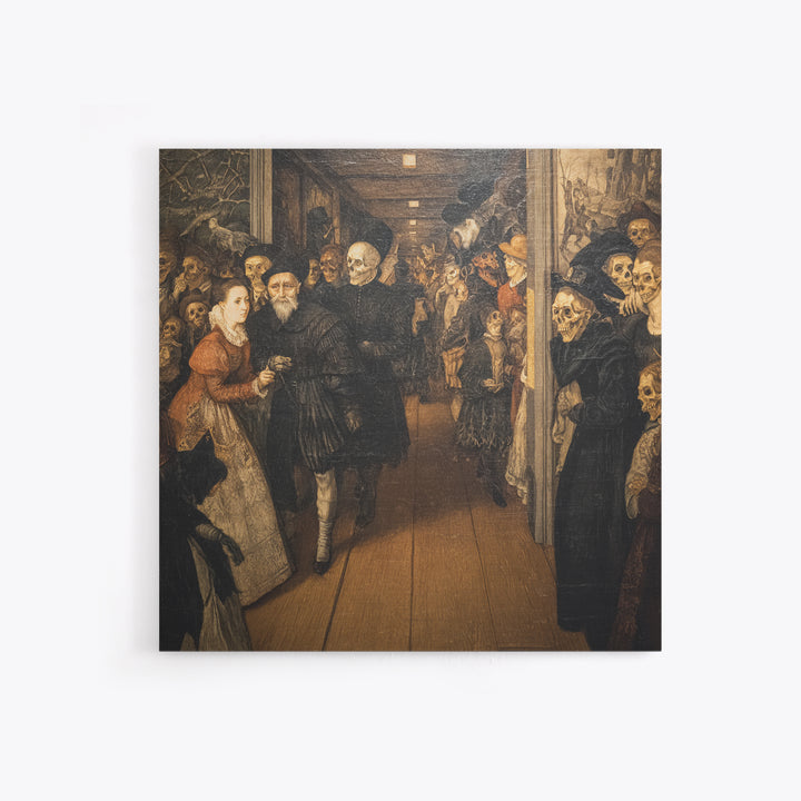The Infinite Hallway, Danse Macabre Art, Square Wall Art, Dark Halloween Decor, Framed Canvas Print, Halloween Wall Art