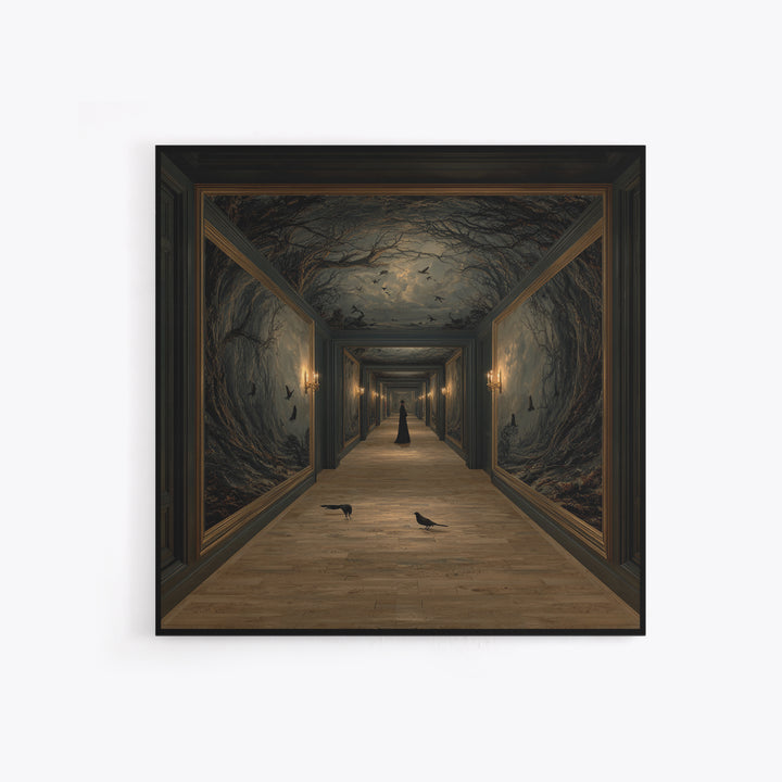 The Infinite Hallway, Baroque Witchcraft Art, Square Wall Art, Macabre Wall Art, Canvas Print, Halloween Wall Art, Horror Wall Art