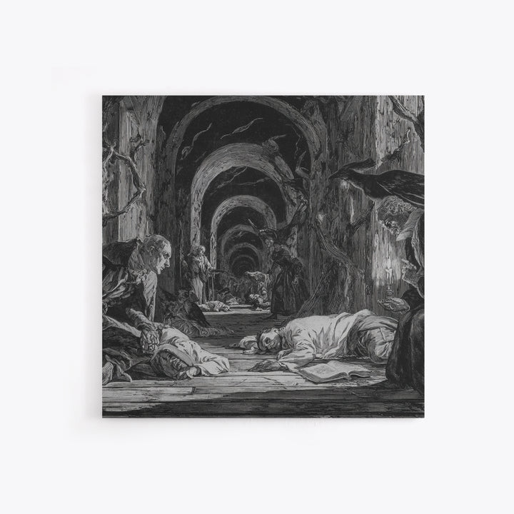 The Infinite Hallway, Gothic Nightmare Art, Square Wall Art, Dark Fantasy Wall Art, Framed Canvas Print, Halloween Wall Art