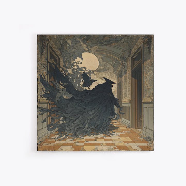 The Infinite Hallway, Decadent Gothic Art, Square Wall Art, Dark Halloween Decor, Canvas Print, Halloween Wall Art, Gothic Home Decor