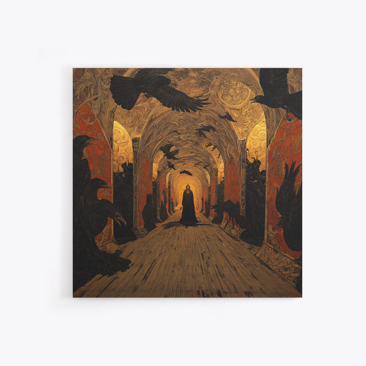 The Infinite Hallway, Dark Symbolist Art, Square Wall Art, Gothic Horror Wall Art, Canvas Print, Halloween Wall Art